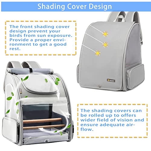 Texsens Bird Carrier Backpack - Pet Travel Cage with Upgraded Tray and Standing Perches, Breathable & Portable, for Small ...