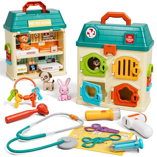 Lehoo Castle Veterinarian Playset for Kids Girls, Pretend Play Toys for Toddlers 1-3, Critter Clinic Toy with Keys, Doctor...