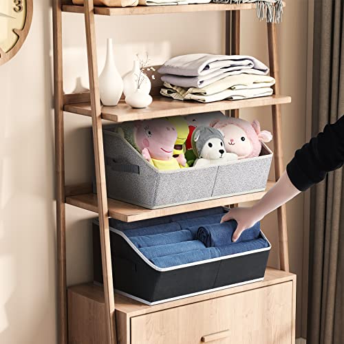 Homsorout Closet Organizers Bins 6 Packs - Large Closet Shelf Organizer with Handles, Fabric Trapezoid Storage Bins, Colla...