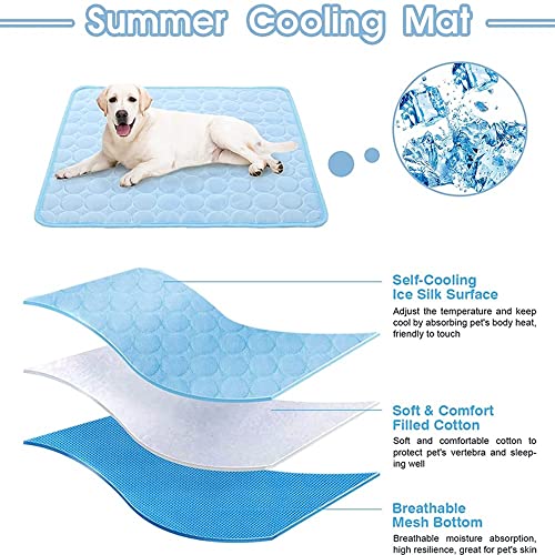 OUKEYI Cooling Mat Pad for Dogs Cats Ice Silk Mat Cooling Blanket Cushion for Kennel/Sofa/Bed/Floor/Car Seats Cooling for ...