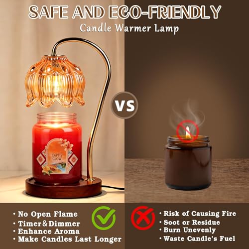Funistree Flower Candle Warmer Lamp with Timer, Dimmable Candle Lamp Warmer, Mothers Day Birthday Gift for Women Her Mom, ...