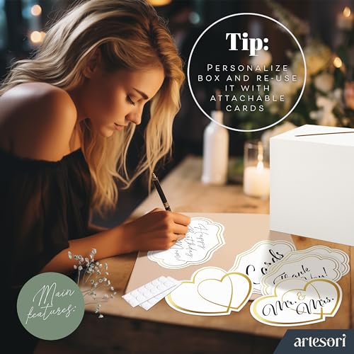 ARTESORI Gift Card Box for Party — White Card Box for Wedding Reception, Birthday, Baby Shower with Slot — Ideal for Gift ...
