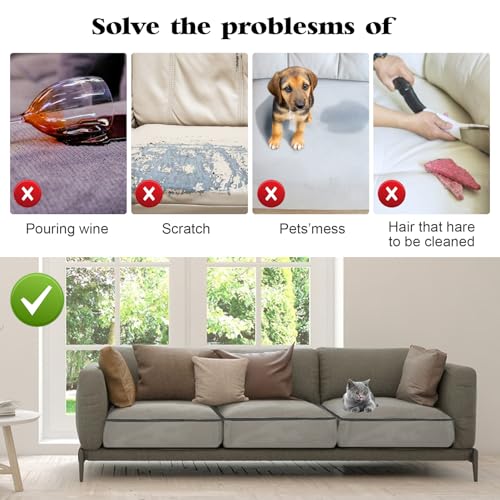 HFYZZ 4 Pcs Plastic Sofa Seat Cushion Covers - Clear PVC Waterproof Couch Slipcover Against Cat Dog Clawing Scratching, 28...