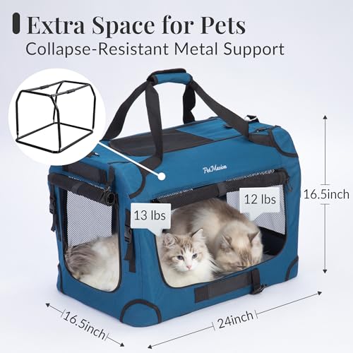 PetMasion Extra Large Cat Carrier for 2 Cats, Collapsible Soft Sided Pet XL Crate for Large Mudium Big Cat 20lbs+, Car Tra...