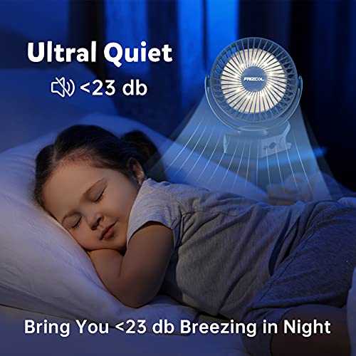Clip on Fan 65 Hours Portable Desk Fan Rechargeable with LED Lights & Hooks 12000 Capacity Battery Operated Fan with Clips...