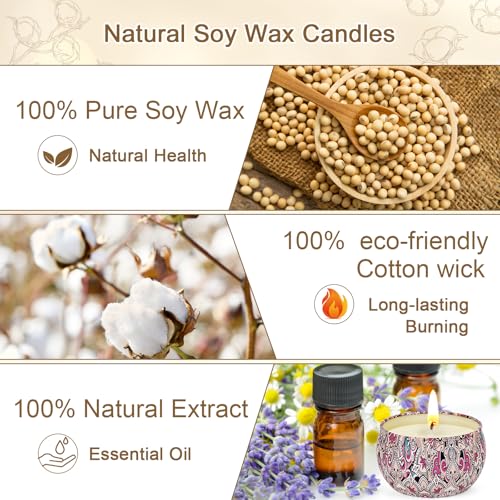 Candles for Women - 4 Packs Scented Candles Gifts for Women Set, Natural Soy Wax Candle for Home Scented, Long Burning Aro...
