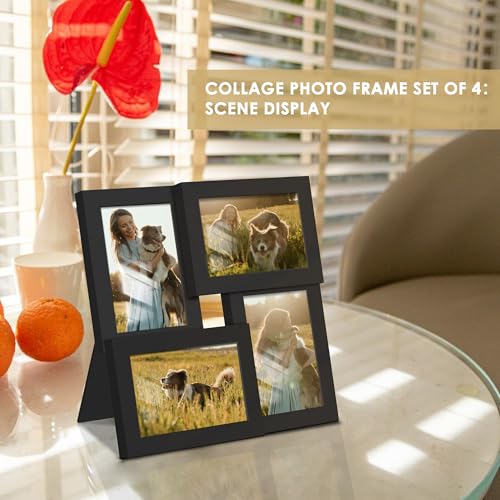 DUENPY 4x6 Collage Picture Frame Tempered Glass Front, Displays Four 4x6 Photo, Family Photo Collage Frame, Wall Decor Wal...