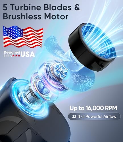 Tedajo AI Portable Waist Fan, 6 Speeds 16000RPM Strong Turbo Airflow, 40H Max Cooling Battery Powered Personal Fan Recharg...