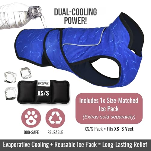 LUCOLOVE Dog Cooling Vest with Ice Pack – 2-Layer Evaporative Cooling Jacket with High Collar, UV Protection & Size-Matche...