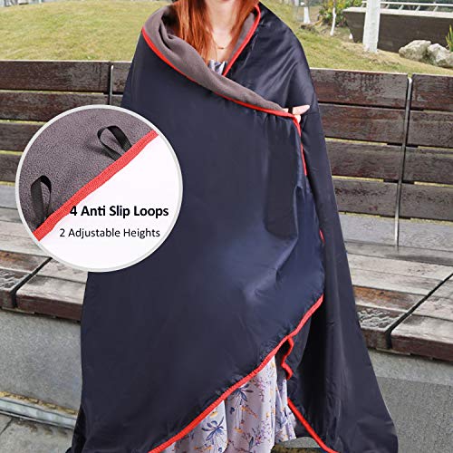 REDCAMP Large Waterproof Stadium Blanket for Cold Weather, Soft Warm Fleece Camping Blanket Windproof for Outdoor Sports, ...