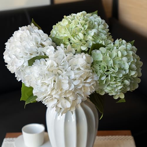 DUYONE 3PCS 22 inch Lifelike Artificial Hydrangea Large Flowers Artificial Flowers Dry Flowers Outdoor Wedding Christmas O...