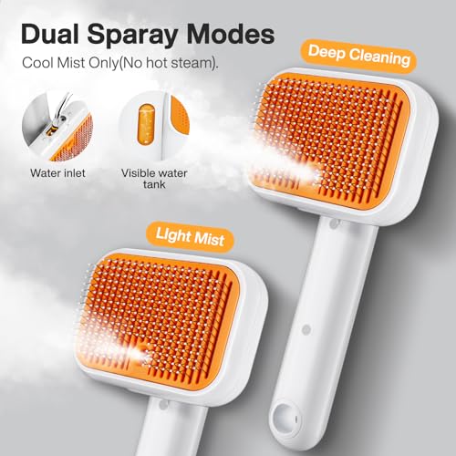 Dog Brush for Shedding & Cat Brush for Indoor Cats: 3-in-1 Cool Mist Spray Groomer – Self-Cleaning & Waterproof – Effortle...