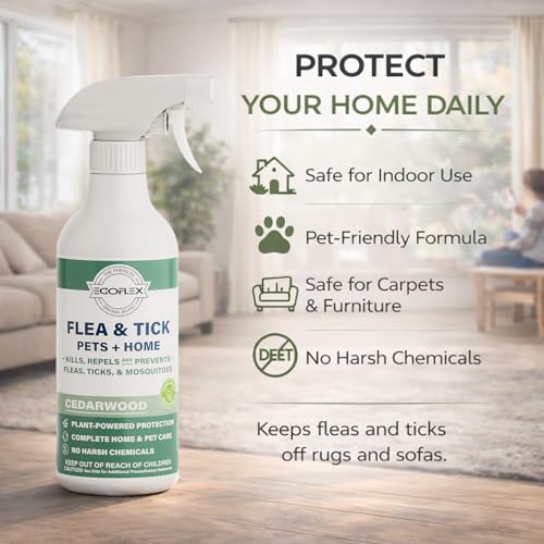 Flea Spray for Home & Pets - Flea and Tick Prevention for Dogs - Plant Based Repellent with Natural Essential Oils for Dog...