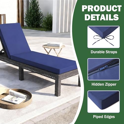 Aegisun Chaise Lounge Cushions Outdoor, 72x 21x 3 Inch Waterproof & Fade-Resistant Lounge Chair Cushion, Outdoor Chaise Cu...