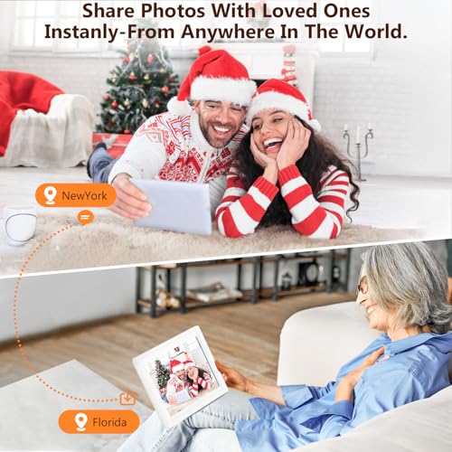 Smart White Digital Picture Frame WiFi Send Photos from Your Phone 16GB Storage 10.1inch 1280x800 IPS Touch Screen Digital...