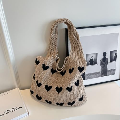 Gaudiwel Knitted Shoulder Tote Bag Large Crochet Beach Bag Hobo Bag Aesthetic Tote Handbags for Women