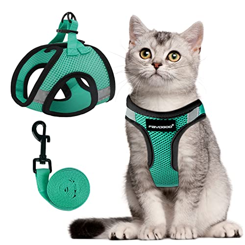 FAYOGOO Escape Proof Cat Harness and Leash Set for Walking, Secure-Fit Step-in Cat Vest Harness, Soft & Lightweight for Ki...