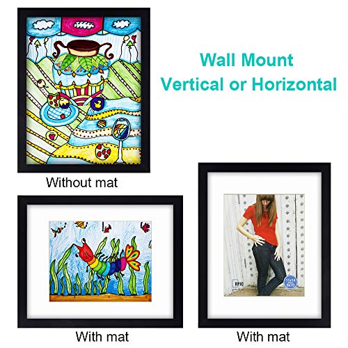 RPJC 11 x 14 Picture Frames Made of Solid Wood and High Definition Glass Display Pictures 8x10 with Mat or 11x14 Without M...