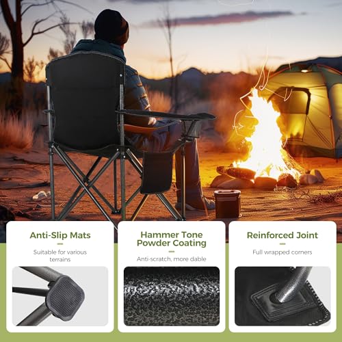 ALPHA CAMP Heavy Duty Camping Chair 500LBS Capacity, Oversized Folding Chair for Heavy People, Padded Portable Outdoor Cha...