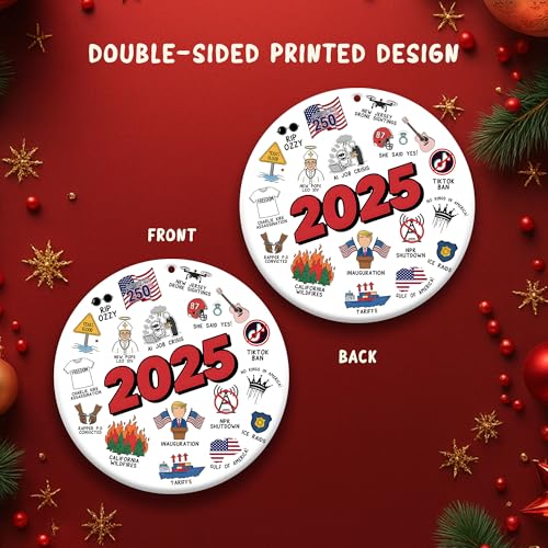 2025 Year in Review Christmas Ornament – Double-Sided Acrylic Dated Ornament, Trending 2025 Keepsake Gift, Funny Hot Topic...