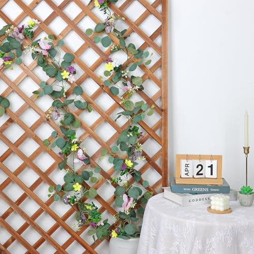 ASTNIC 4 Pack 5.68 FT Artificial Daisy Garland with 3D Butterfly, Hanging Fake Flowers Greenery Eucalyptus Garland Floral ...