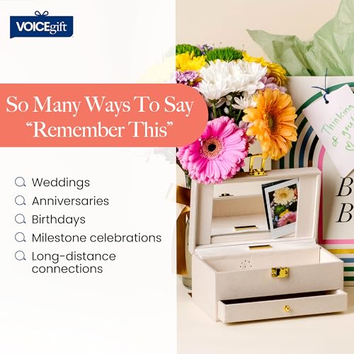 VOICEGIFT Memory Box, Recordable Memory Box with Removable Voice Recorder Module, Decorative Keepsake Box for Photos & Jew...