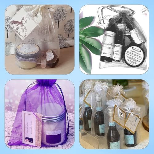 ANZNKU 50 Pack Organza Bags 6x9 Inch, Mesh Bag Drawstring Jewelry Pouches, Large Organza Gift Bags for Easter Baby Shower,...
