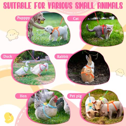 6 Pcs Adjustable Bunny Rabbit Harness with Leash Set Comfortable Small Pet Cute Vest Harness Leash Adjustable Walking Rope...