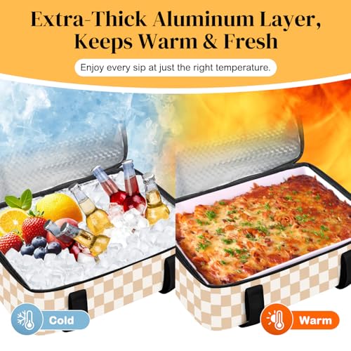 Coobiiya Insulated Casserole Carrier,Lasagna Lugger Tote Keeps Food Hot or Cold,Thermal Lunch Bag Warmer & Cooler Carrier ...
