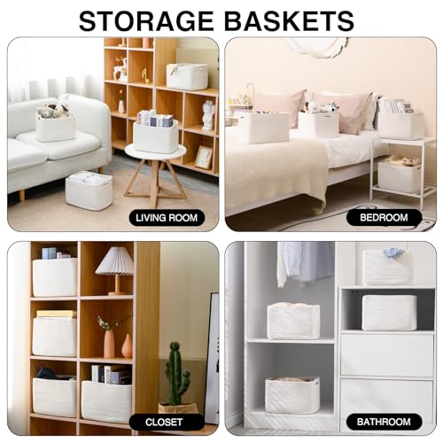 ICERZCZ Storage Baskets for Organizing, Woven Basket for Storage, Storage Baskets Bin for Shelves, Cotton Rope Basket with...