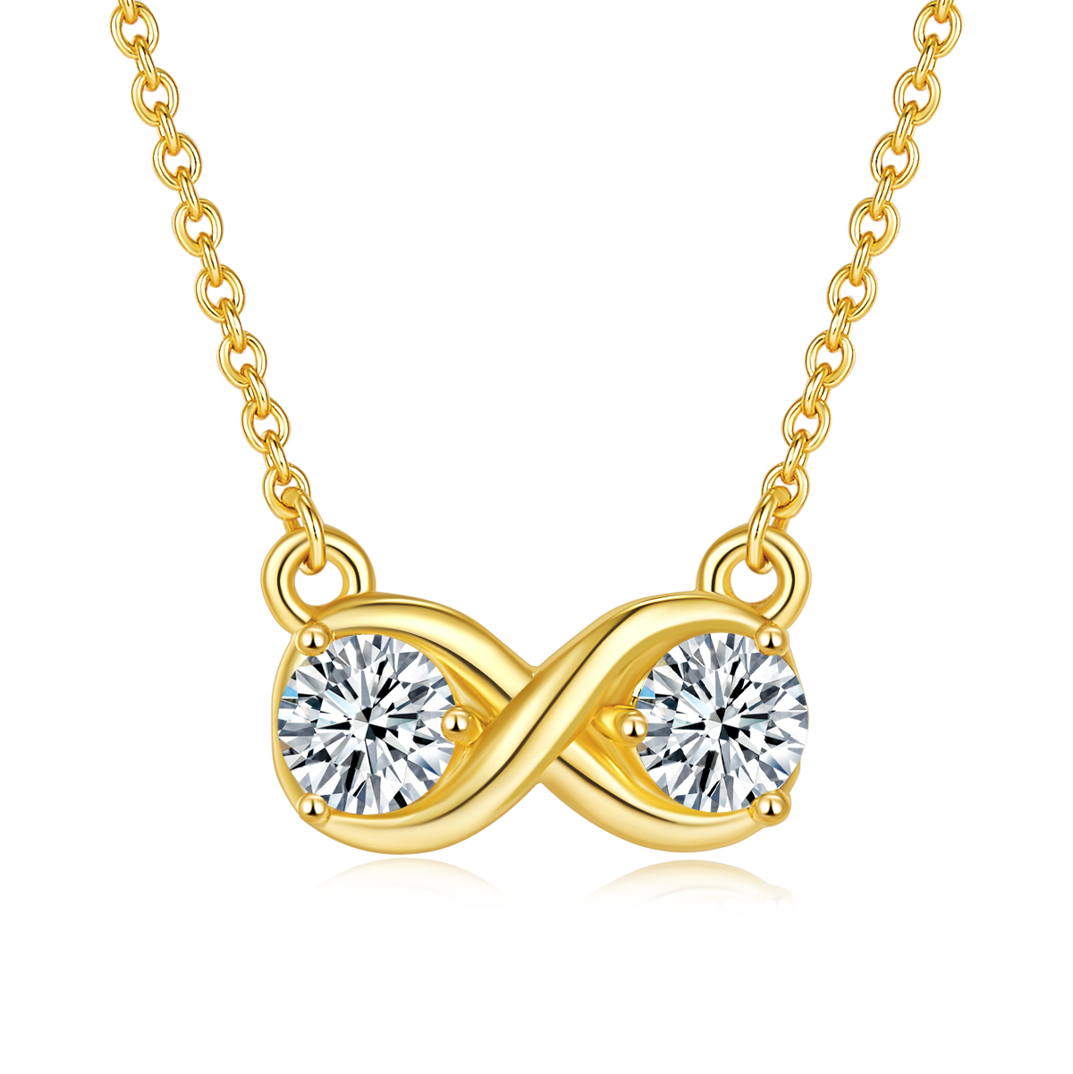 3.1g S925 Sterling Silver 1CT Moissanite Infinity Necklace 45cm  2 Stone Pendant With GRA, Platinum Plated Romantic Jewelry Gift Box Set For Women