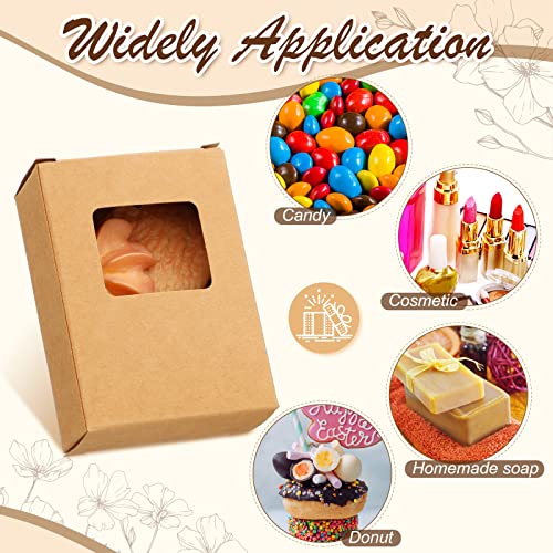 Outus 100 Pcs Soap Packaging Boxes Bulk Soap Boxes for Homemade with Window Mini Kraft Paper Container Homemade Craft Maki...