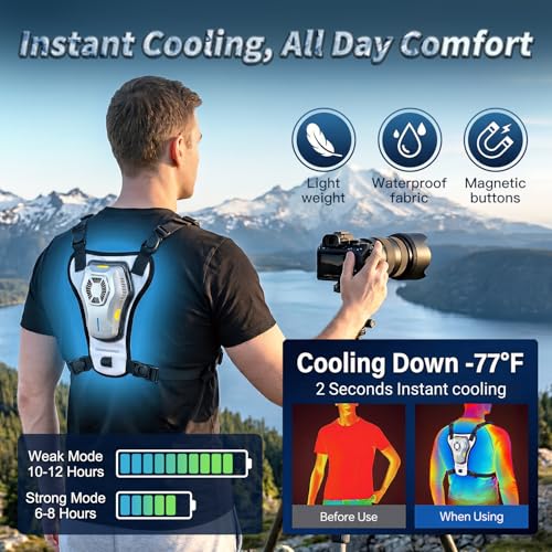 THETHEKU Cooling Vest for Men Wearable Semiconductor Cooling Gear Portable Fan Air Conditioned for Work,Gardening, Fishing