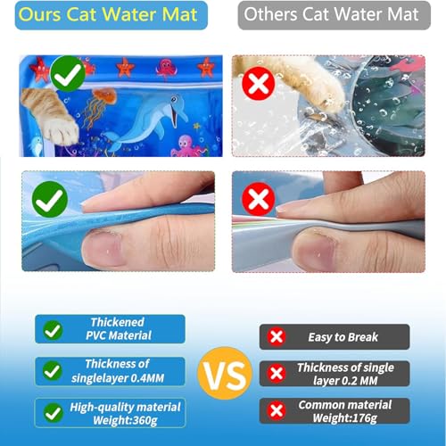 NLAIKE 2 Pieces Upgraded Thickened Cat Water Mat,Interactive Cat Toy for Indoor Cats to Exercise, Hunting,Swatting, Anti-S...