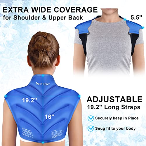 Chenove Ice Pack for Shoulders Upper Back with Strap, Neck and Shoulder Ice Pack Wrap Rotator Cuff Gel Reusable with Cold ...