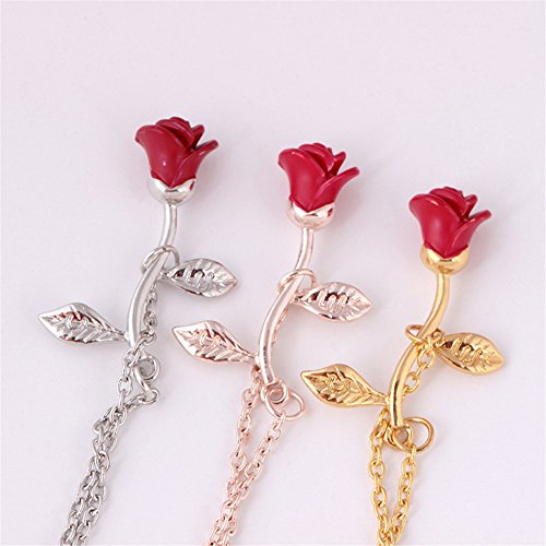 JczR.Y Rose Flower Bracelet for Women Red Rose Chain Bracelet Charm Romantic Flower Bracelet Link Fashion Valentine's Day ...