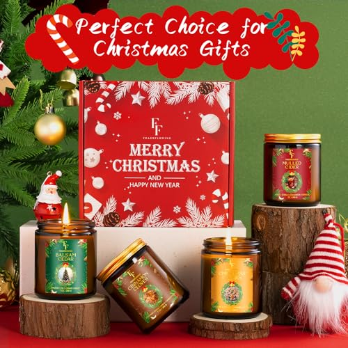 Christmas Candles Set, Scented Candles for Home, 4 Pack Holiday Natural Soy Candles, Christmas Gifts for Women Men, Festiv...