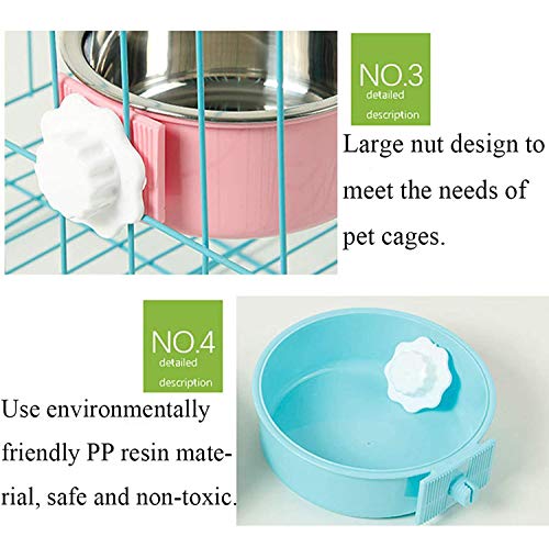 QIYADIN Stainless Steel Removable Pet Food Bowl, Anti-overturn Water Feeder Container, Suitable for Small Dog/Cat/Rabbit, ...