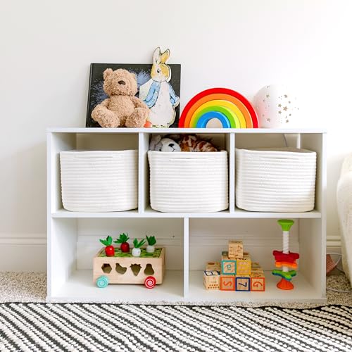 NaturalCozy Storage Cubes 9”x9”x7”Cotton Rope Woven Baskets for Organizing 3-Pack | 9 Inch Cube Storage Bin | Small Basket...