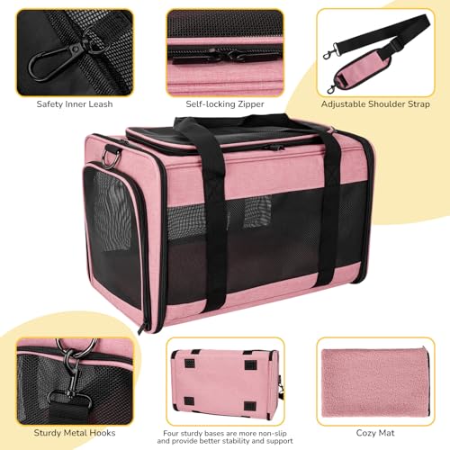 Hipubby Cat Carrier Dog Carrier for Pets Up to 16 Lbs, Soft-Sided Pet Travel Carrier for Cats and Small Dogs, Airline Appr...