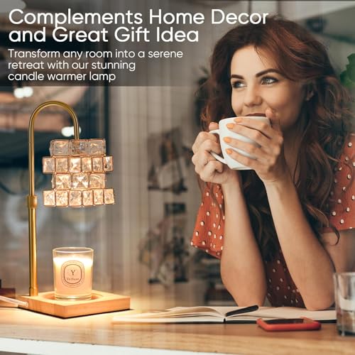 Alpharan Candle Warmer Lamp with Timer,Electric Candle Warmer Dimmable and Height Adjustable Wax Melt Warmer for Scented W...