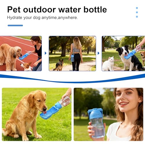 Dog Water Bottle, Portable Leak-Proof Water Dispenser with Drinking Bowl for Dogs and Cats, Travel Puppy Fountain Pet Wate...
