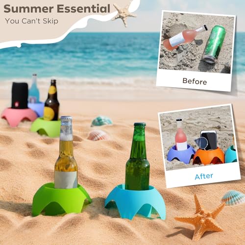 Uarzt Beach Vacation Essentials Accessories - Sand Coasters Drink Cup Holders, 5-Pack, Multicolor, Must-Haves for Women, A...
