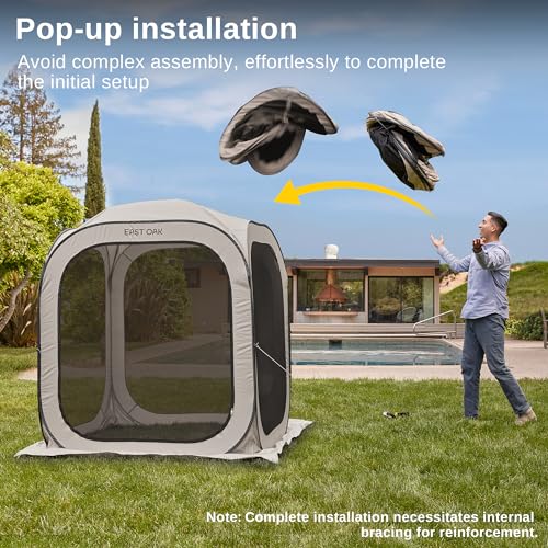 East Oak Screen House Tent Pop-Up, Portable Screen Room Canopy Instant Screen Tent 6 x 6 FT with Carry Bag for Patio, Back...