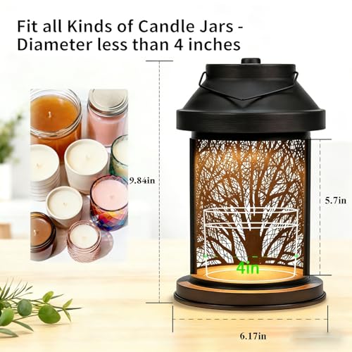 Candle Warmer Lamp - Vintage Candle Warmer Lantern with Timer & Dimming Function, Electric Candle Lamp Warmer Home Bedroom...