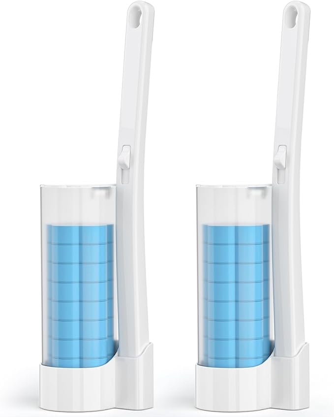 Disposable Toilet Brush 2 Pack- Toilet Bowl Cleaner, Toilet Bowl Brush, Each Toilet Wand with 10PCS Brush Refills for Bath...