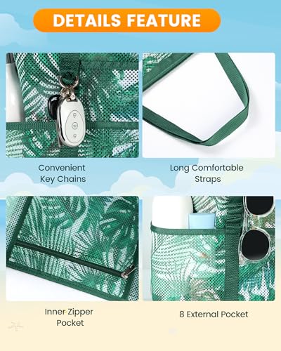 DOFOWORK Beach Bags for Women - Large Tote Bag with Wet Pocket, Waterproof Sandproof with Zipper