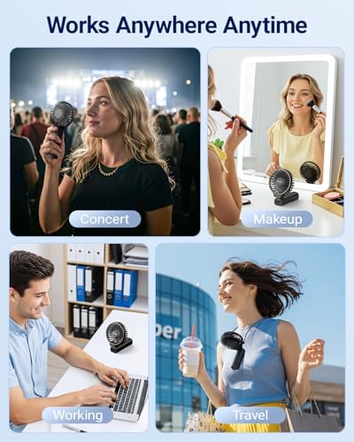SWEETFULL Handheld Portable Fan, 5000mAh Rechargeable Battery, 6 Speed Wind, LED Digital Display, Foldable Electric Person...