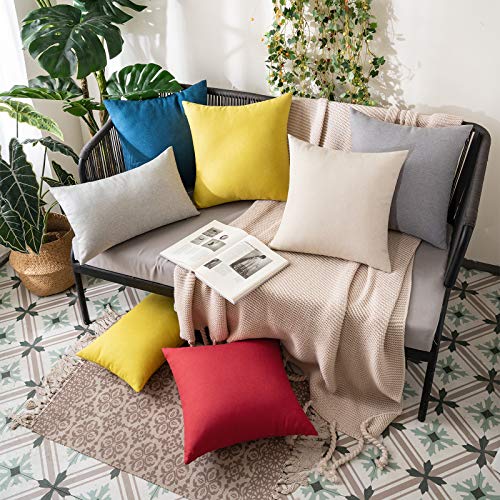 MIULEE Pack of 2 Decorative Outdoor Solid Waterproof Throw Pillow Covers Faux Linen Garden Farmhouse Cushion Cases for Pat...
