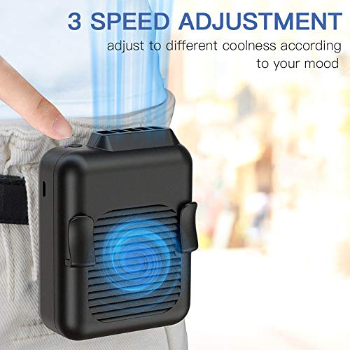Koonie Portable Mini Waist Belt Fan Rechargeable, 23h Use Time, 5100RPM Strong Airflow with 3 Speed Levels, Hands-free Nec...